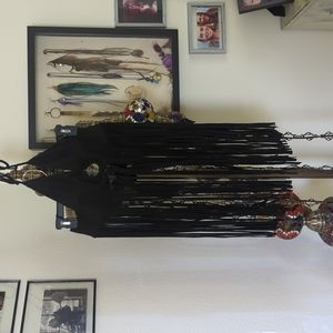 Halter suede fringe black top, size small